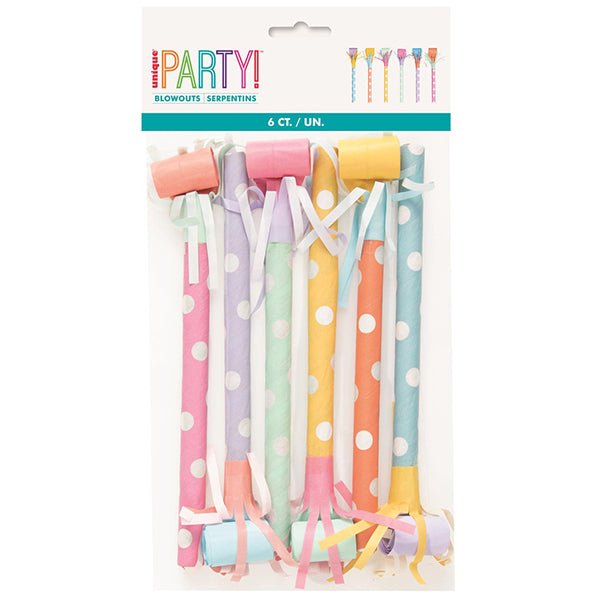 Bright Fringed Blowouts - Assorted Colours (Pack of 6) - The Party Marketplace