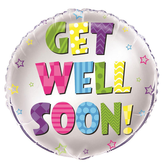 Bright "Get Well Soon" Foil Balloon 45cm - The Party Marketplace