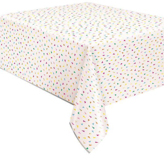 Bright Triangle Birthday Printed Tablecover 137cm x 213cm - The Party Marketplace