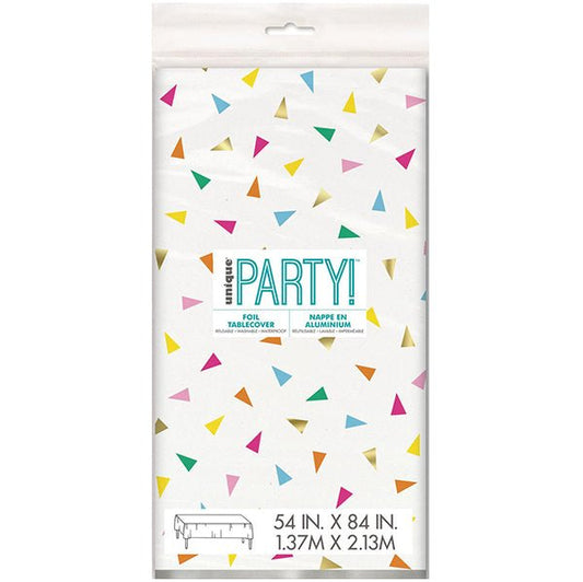 Bright Triangle Birthday Printed Tablecover 137cm x 213cm - The Party Marketplace
