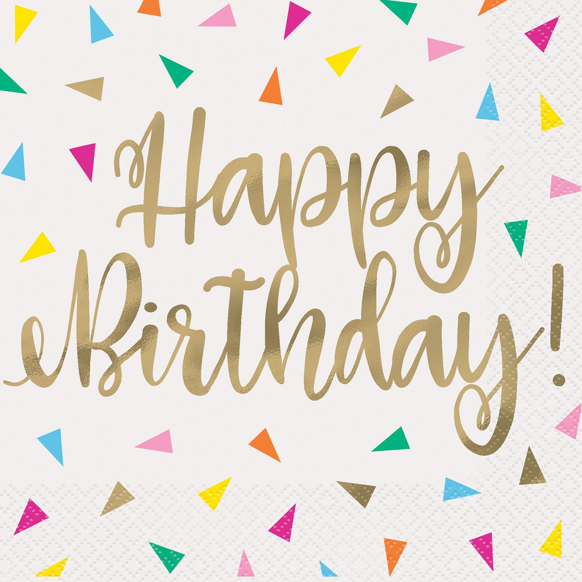Bright Triangle "Happy Birthday" Foil Stamped Luncheon Napkins (Pack of 16) - The Party Marketplace