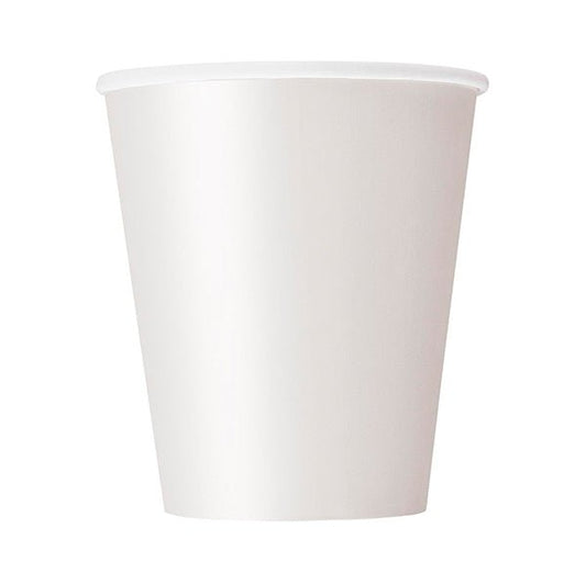 Bright White Paper Cups 270ml (Pack of 8) - The Party Marketplace