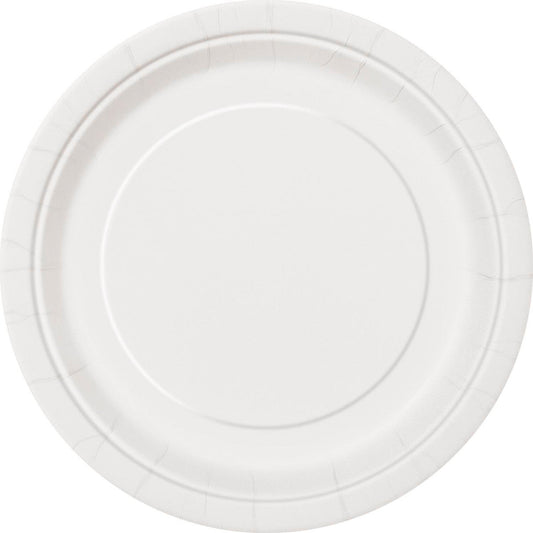 Bright White Paper Plates 18cm (Pack of 8) - The Party Marketplace