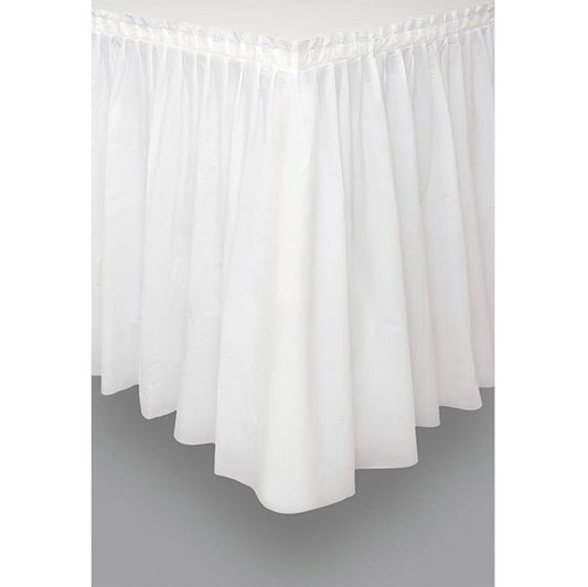 Bright White Plastic Tableskirt 73cm x 4.3m - The Party Marketplace