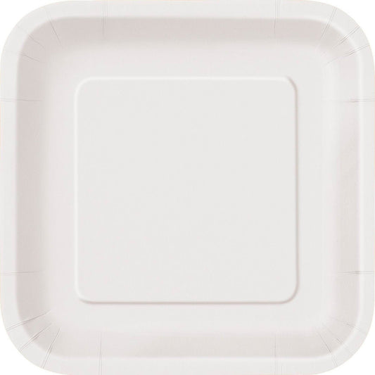 Bright White Square Paper Plates 18cm (Pack of 16) - The Party Marketplace