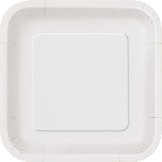 Bright White Square Paper Plates 18cm (Pack of 8) - The Party Marketplace