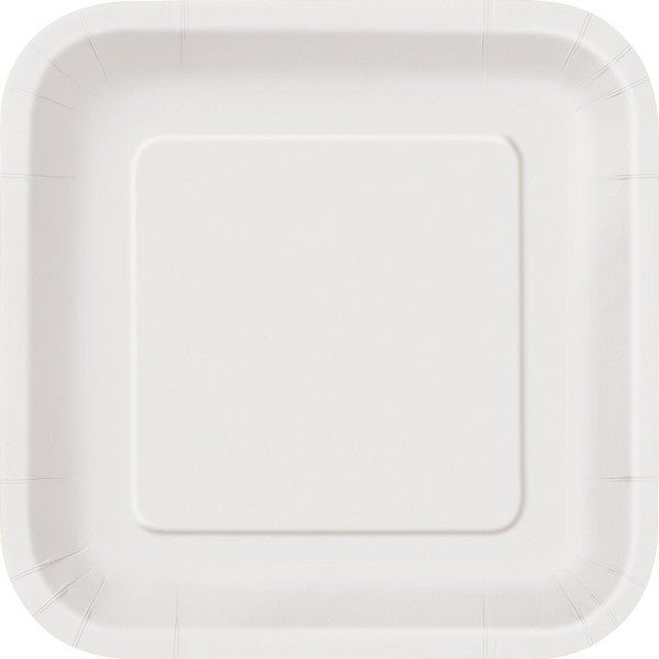 Bright White Square Paper Plates 23cm (Pack of 8) - The Party Marketplace