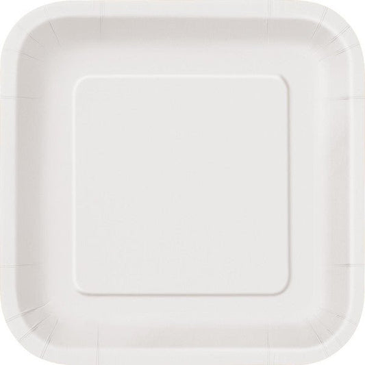 Bright White Square Paper Plates 23cm (Pack of 8) - The Party Marketplace