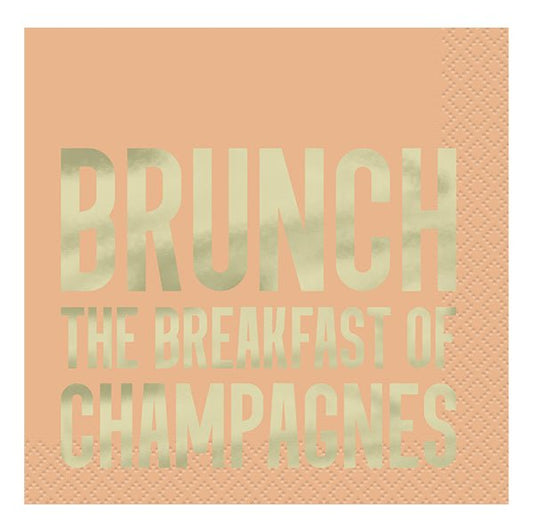 "Brunch, The Breakfast Of Champagnes" Foil Stamped Beverage Napkins (Pack of 16) - The Party Marketplace
