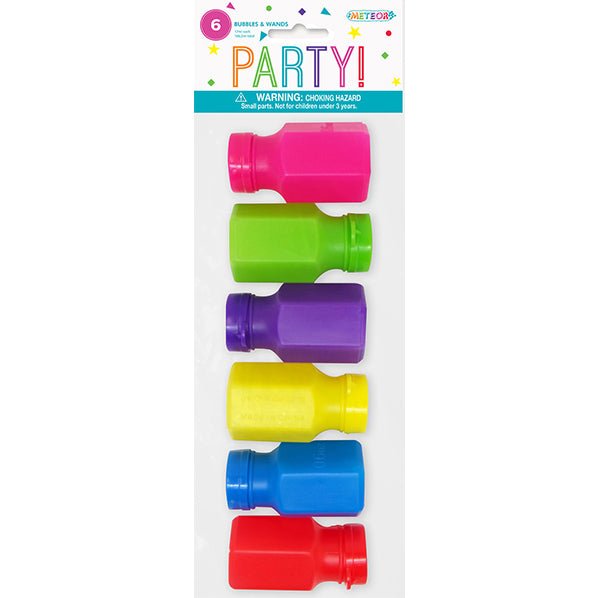 Bubbles & Wands - Assorted Colours (Pack of 6) - The Party Marketplace