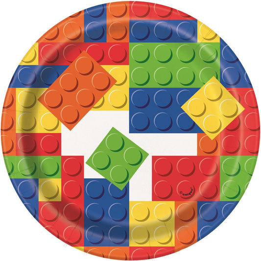 Building Blocks Birthday Paper Plates 18cm (Pack of 8) - The Party Marketplace