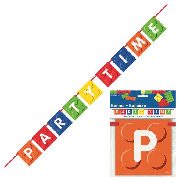 Building Blocks "Party Time" Block Banner - 1.82m - The Party Marketplace