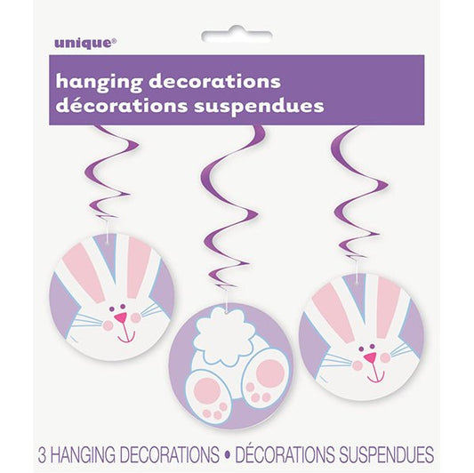 Bunny Hanging Swirl Decorations (Pack of 3) - The Party Marketplace