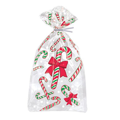 Candy Cane Cello Bags (Pack of 20) - The Party Marketplace