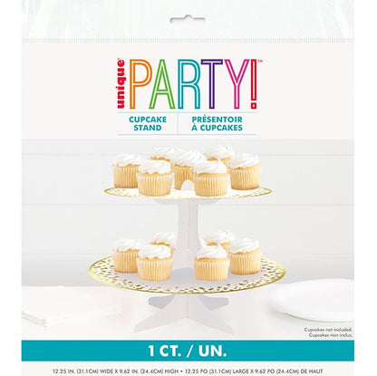 Cardboard Cupcake Stand - Gold Foil Stamped Confetti Celebrate (31.1cm) - The Party Marketplace