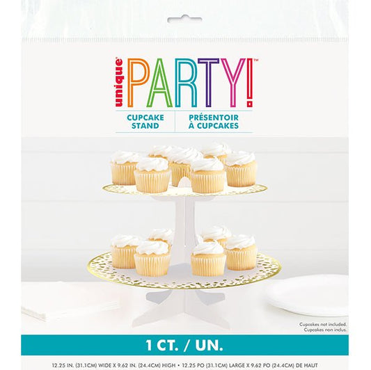 Cardboard Cupcake Stand - Gold Foil Stamped Confetti Celebrate (31.1cm) - The Party Marketplace