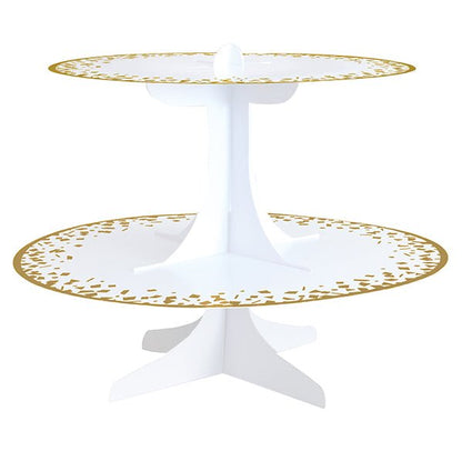 Cardboard Cupcake Stand - Gold Foil Stamped Confetti Celebrate (31.1cm) - The Party Marketplace
