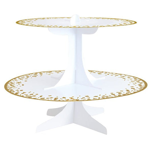 Cardboard Cupcake Stand - Gold Foil Stamped Confetti Celebrate (31.1cm) - The Party Marketplace