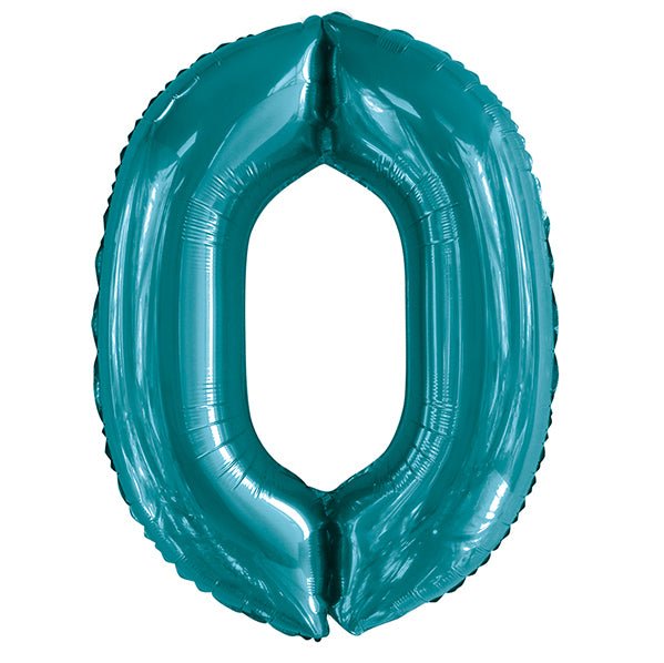 Caribbean Teal "0" Numeral Foil Balloon (86cm) - The Party Marketplace