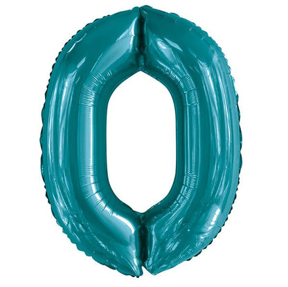 Caribbean Teal "0" Numeral Foil Balloon (86cm) - The Party Marketplace