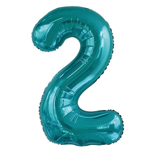 Caribbean Teal "2" Numeral Foil Balloon (86cm) - The Party Marketplace