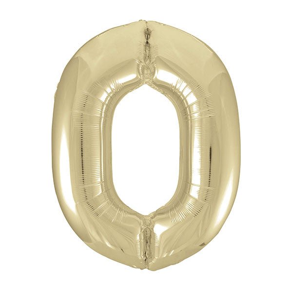Champagne Gold "0" Numeral Foil Balloon (86cm) - The Party Marketplace