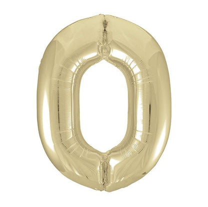 Champagne Gold "0" Numeral Foil Balloon (86cm) - The Party Marketplace