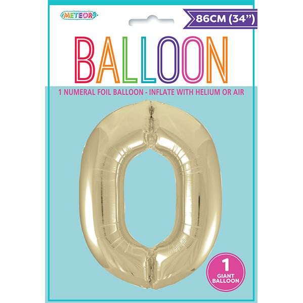 Champagne Gold "0" Numeral Foil Balloon (86cm) - The Party Marketplace