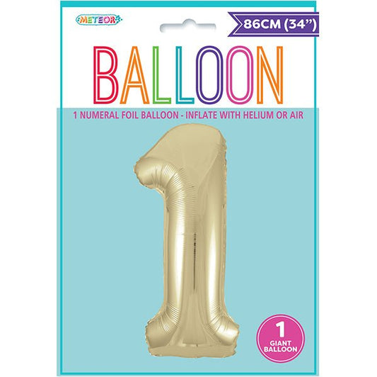 Champagne Gold "1" Numeral Foil Balloon (86cm) - The Party Marketplace