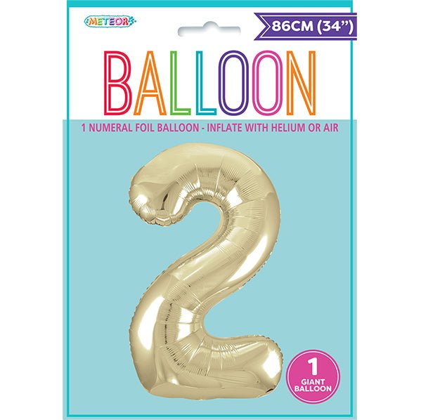 Champagne Gold "2" Numeral Foil Balloon (86cm) - The Party Marketplace