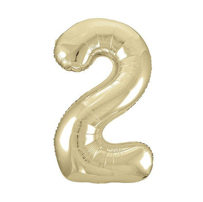 Champagne Gold "2" Numeral Foil Balloon (86cm) - The Party Marketplace