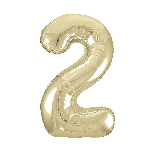 Champagne Gold "2" Numeral Foil Balloon (86cm) - The Party Marketplace