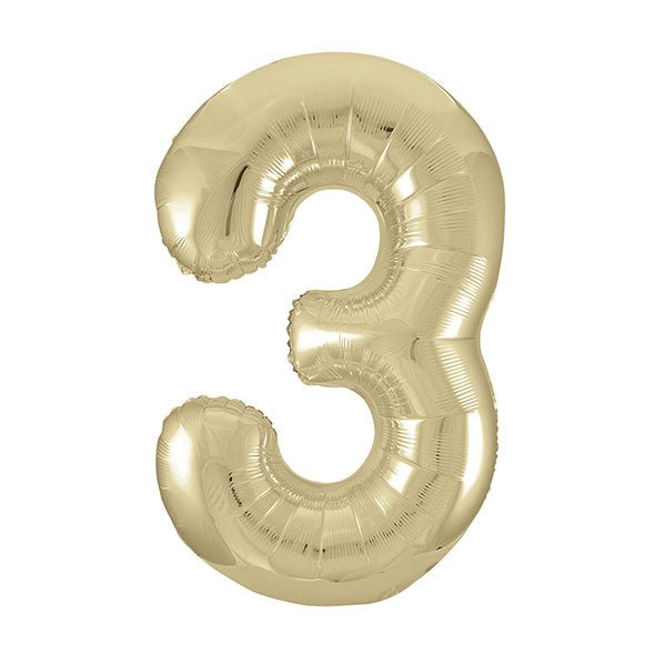 Champagne Gold "3" Numeral Foil Balloon (86cm) - The Party Marketplace