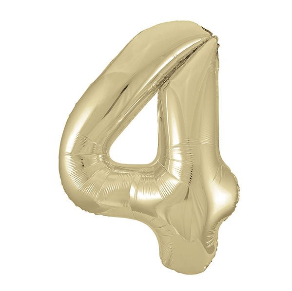 Champagne Gold "4" Numeral Foil Balloon (86cm) - The Party Marketplace