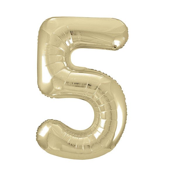 Champagne Gold "5" Numeral Foil Balloon (86cm) - The Party Marketplace