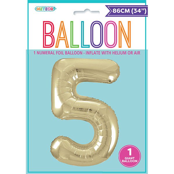 Champagne Gold "5" Numeral Foil Balloon (86cm) - The Party Marketplace