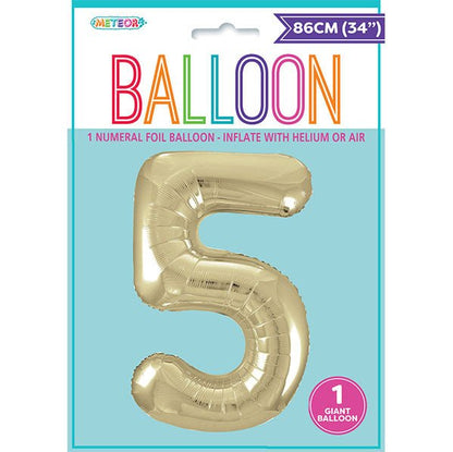 Champagne Gold "5" Numeral Foil Balloon (86cm) - The Party Marketplace