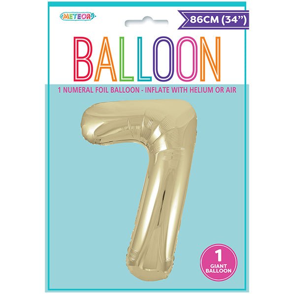 Champagne Gold "7" Numeral Foil Balloon (86cm) - The Party Marketplace