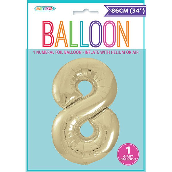 Champagne Gold "8" Numeral Foil Balloon (86cm) - The Party Marketplace
