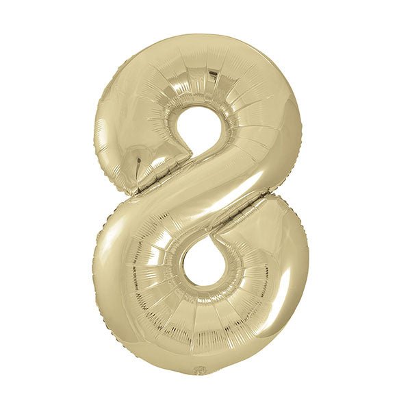 Champagne Gold "8" Numeral Foil Balloon (86cm) - The Party Marketplace