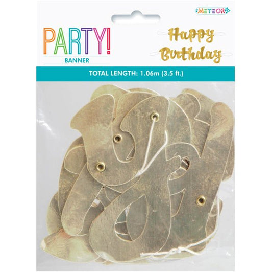 Champagne Gold Foil Script "Happy Birthday" Jointed Banner - 1.06m - The Party Marketplace