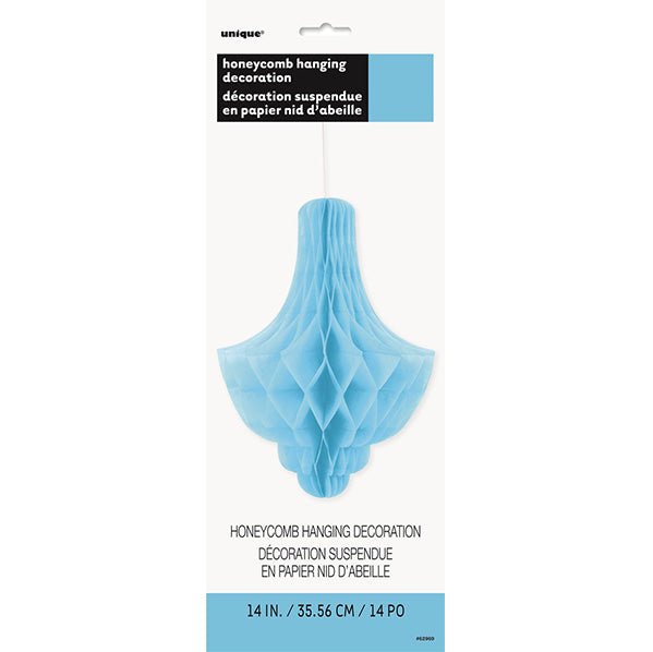 Chandelier Honeycomb Decoration - Powder Blue 35cm - The Party Marketplace