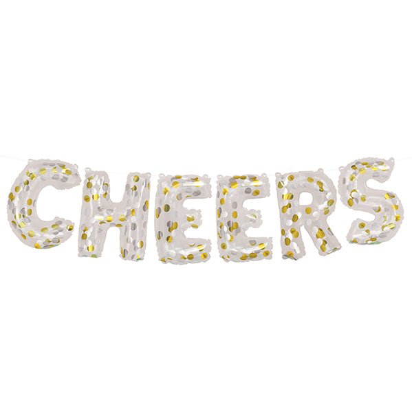 "Cheers" Clear Confetti Filled Foil Letter Balloon Banner Kit - 35.5cm - The Party Marketplace
