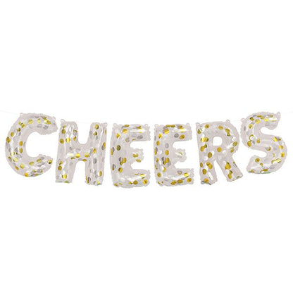"Cheers" Clear Confetti Filled Foil Letter Balloon Banner Kit - 35.5cm - The Party Marketplace