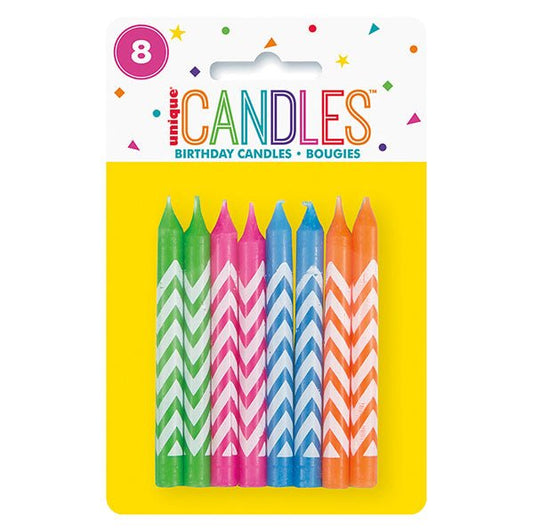 Chevron Candles - Assorted Candles (Pack of 8) - The Party Marketplace
