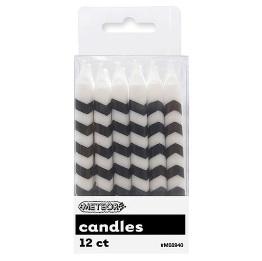 Chevron Candles - Midnight Black (Pack of 12) - The Party Marketplace