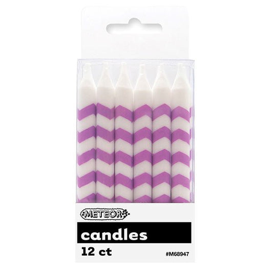 Chevron Candles - Pretty Purple (Pack of 12) - The Party Marketplace