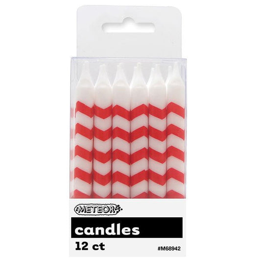 Chevron Candles - Ruby Red (Pack of 12) - The Party Marketplace