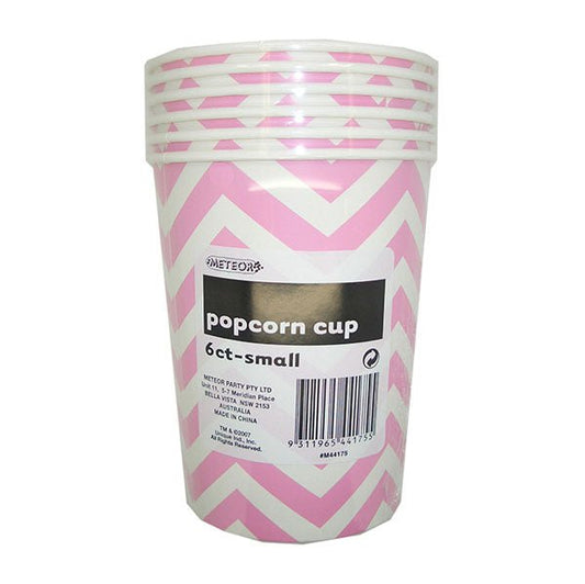 Chevron Lovely Pink Paper Popcorn Cups - Small (Pack of 6) - The Party Marketplace