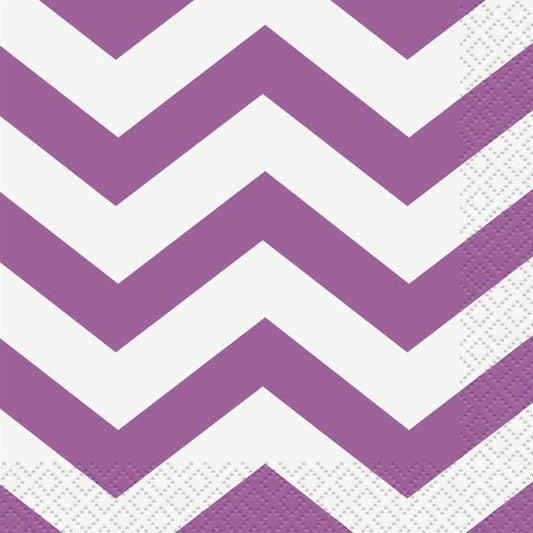 Chevron Pretty Purple Beverage Napkins (Pack of 16) - The Party Marketplace